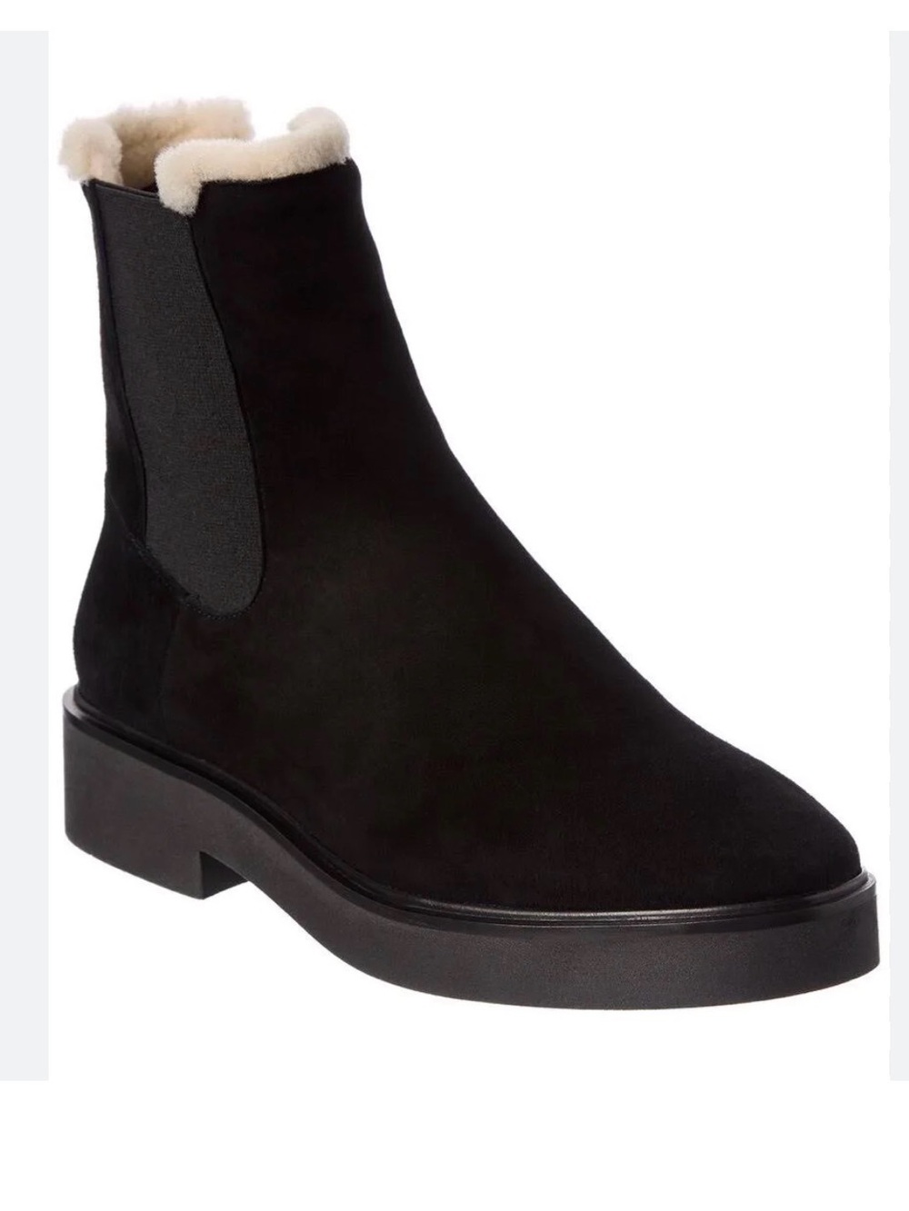 Stuart Weitzman Alpine Cozy Chelsea Suede Shearling Boots Black Size 12